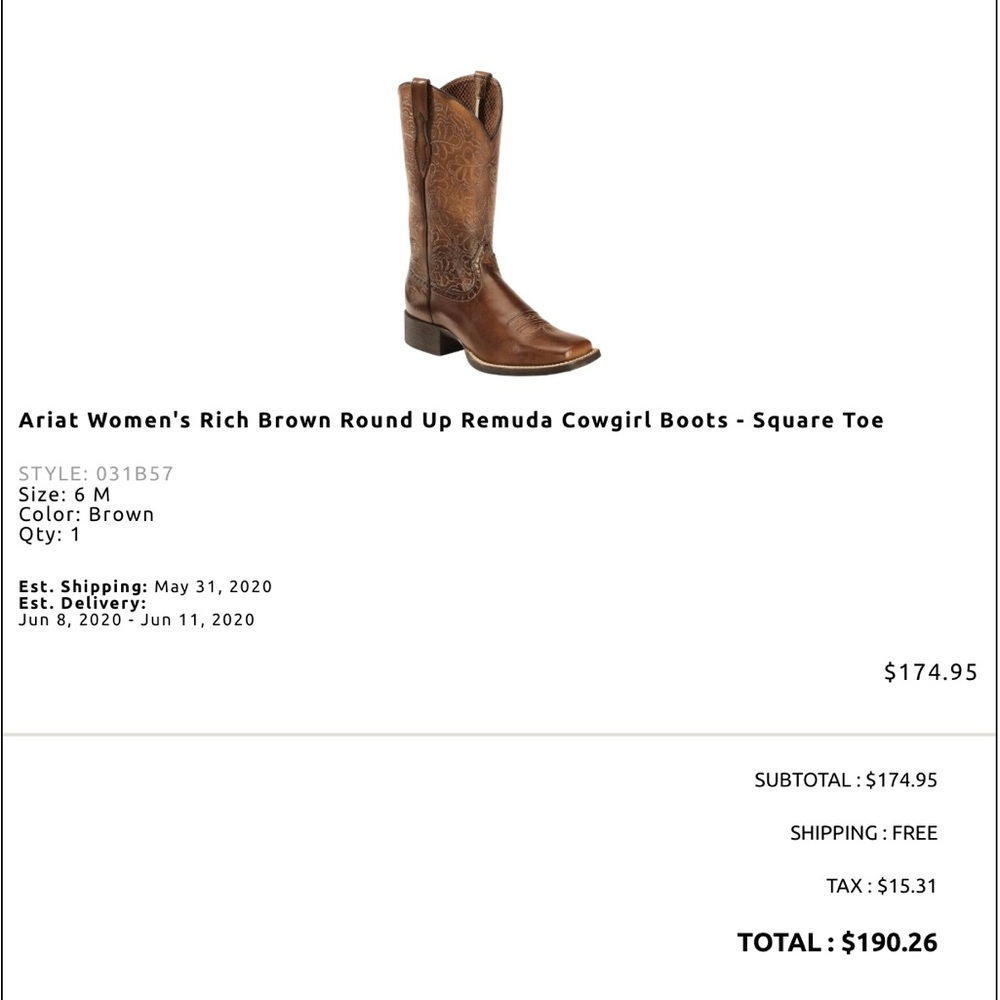 Ariat Tan Leather Cowboy Boots - Picture 4 of 5